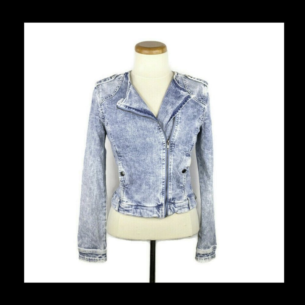 Fire Los Angeles Womens S Denim Jean Moto Jacket
